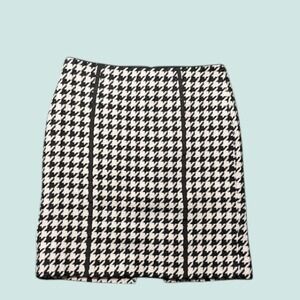 Houndstooth Mini Skirt Black White Career‎ Business Casual Women's
